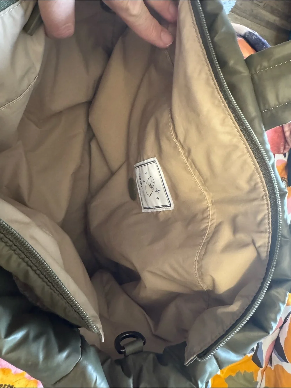 Caraa Diaper Bag - Olive - Quilted Interior super clean